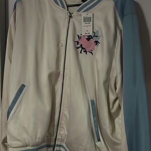 Alice In Wonderland 
Women's Cream and Blue Embroidered Jacket